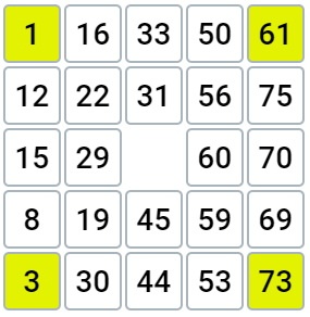 Бинго 75 (Правила) - 1 Тур